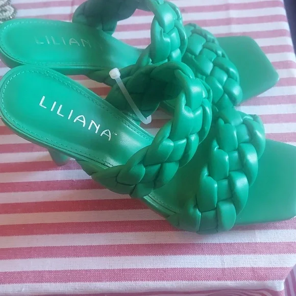 Liliana Green Braided Heels - Picture 2 of 5